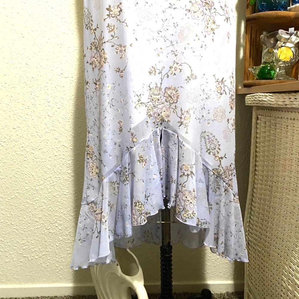 Vintage Dress Cottagecore whimsy Women Mesh Floral Ruffle 14 Purple Bulgaria - Picture 7 of 9